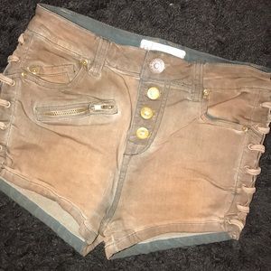 Free People Boho Lace Up Denim Shorts